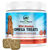 Paws of Kerry Omega 3 for Dogs | Fish Oil for Dogs Skin & Coat | Shedding, Dry, Itchy Skin Relief | Dog Skin Allergy Supplements for Joint, Immunity & Brain |EPA & DHA 120Chews